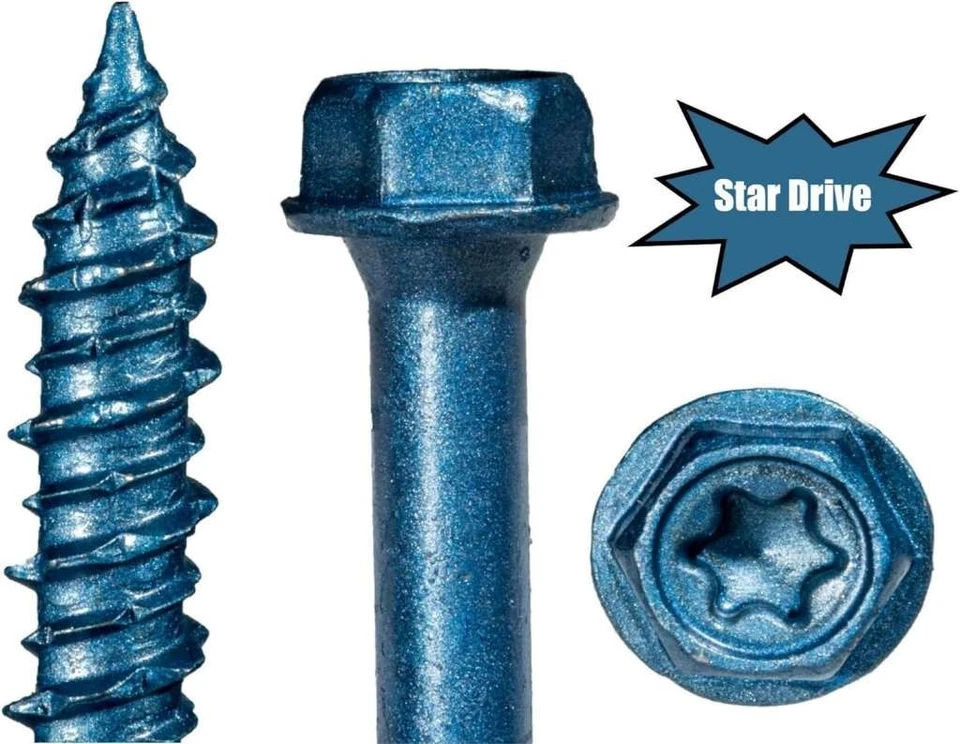 TorqueMaster- 1/4" x 2-3/4" Star Drive Hex Washer Head Masonry Screws, 100 Piece - Image 3 of 3