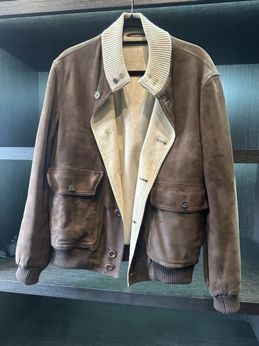 Giacca bomber MANDELLI scamosciata vera pelle 100% cashmere foderato MEDIA - Foto 2 di 12