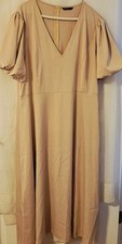 Cream Color Plus Size Dress With Puff Sleeves