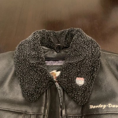 Harley Davidson L FRONTIER Leather Jacket Removable Fur Collar