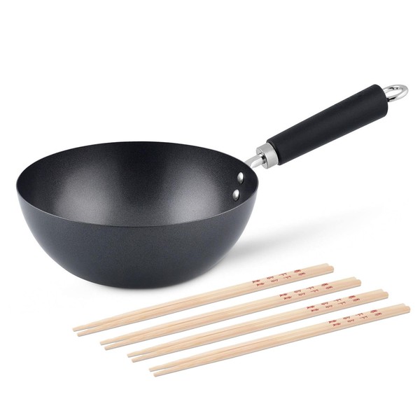 Ken Hom Wok 20 Cm Induktion 8Er StäBchen Set Antihaft Mini Wokpfanne Karbonstahl-image