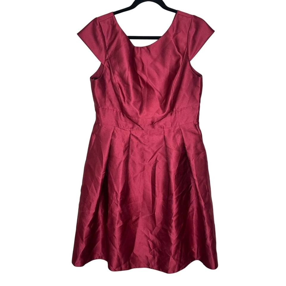 Vestido de cóctel Alfred Sung nuevo con etiquetas rojo borgoña manga gorra plisado bolsillos formal 14 Foto 3 de 4
