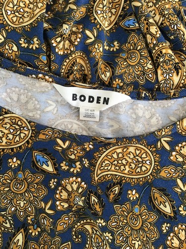 Boden Blue Mustard Yellow Paisley Print Jersey Dress -Size 16R - Picture 9 of 9