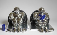 2 schwere Buchstützen Michelin Bibendum Werbefigur Metall