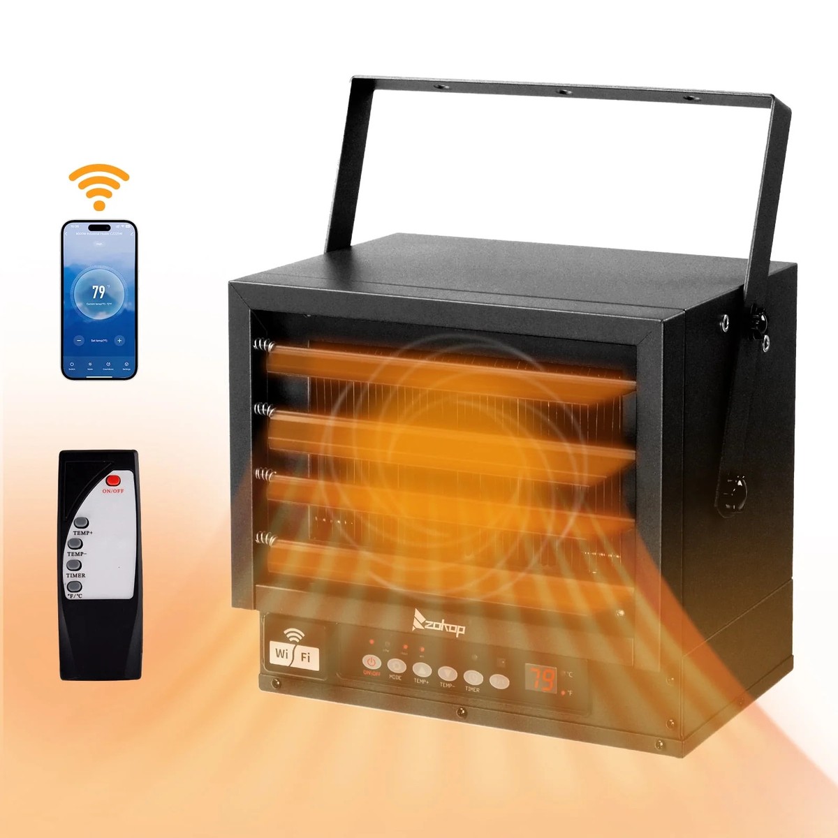 ZOKOP Electric Garage Heater, 6000W Digital with Wifi Remote