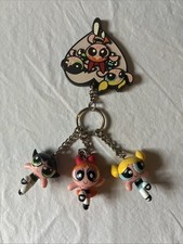 PowerPuff Girls Vintage Plastic Keychain Cartoon Network 90s Set Of 4