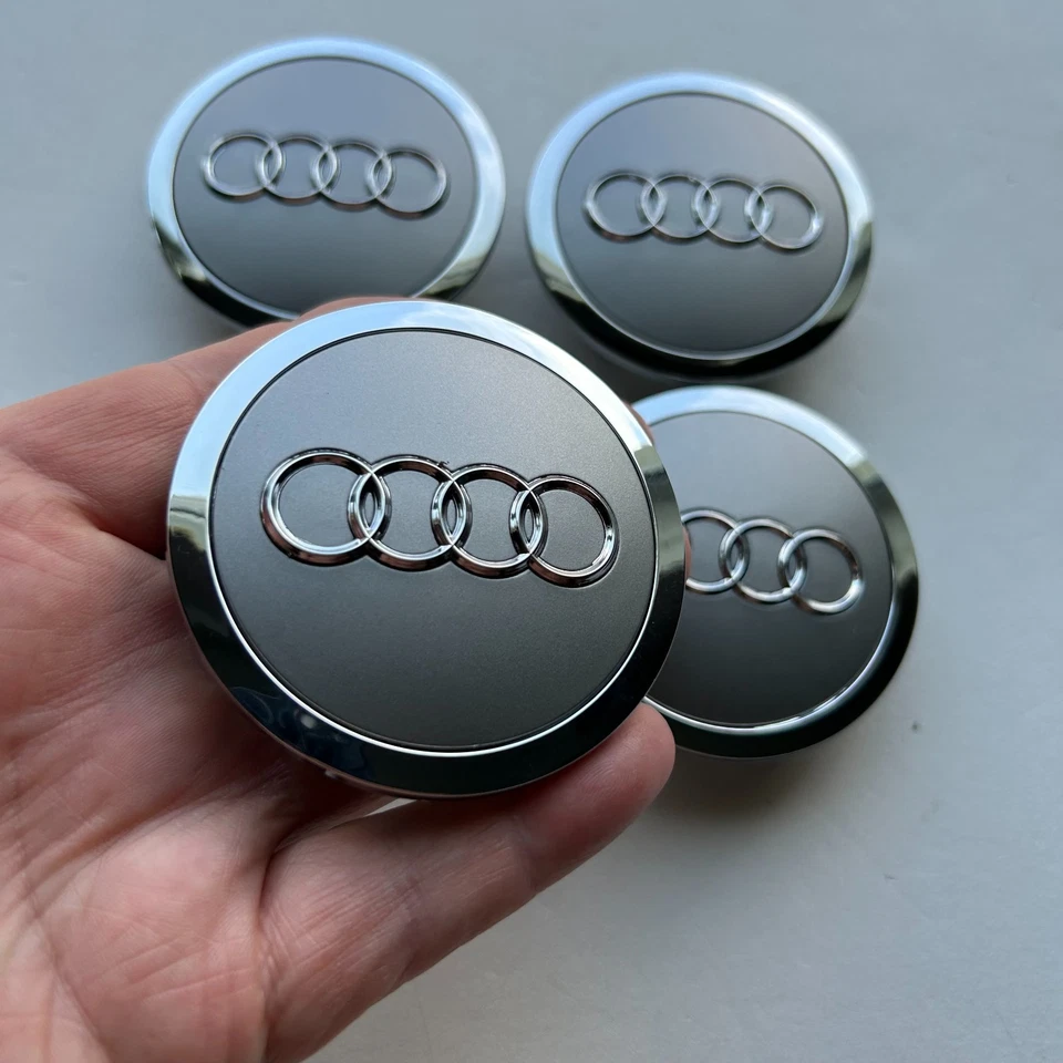 Set of 4 Gray Chrome Wheel Center Caps 61mm 2.4" for Audi A4 A6 Q5 Q7 S4 S6 - Image 2 of 3