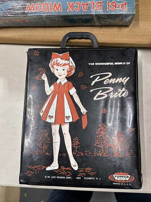Vintage Topper toys Penny Brite Black vinyl case with doll & outfits gorgeous