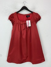 Cider Red Mini Babydoll Smock Puff Sleeve Dress XS NEW