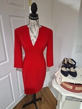 Calvin Klein Women's Dress Red Long Sleeve  No Size  Bust 32 Waist 24
