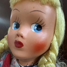 16" 1940s A.D. Sutton, Celluloid Face Sawdust, Doll Blonde Hair EUC