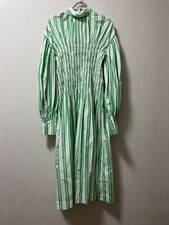 Ganni Women Green Striped Dress Limited Edition Rare Model VHTF Pre-owned Casual