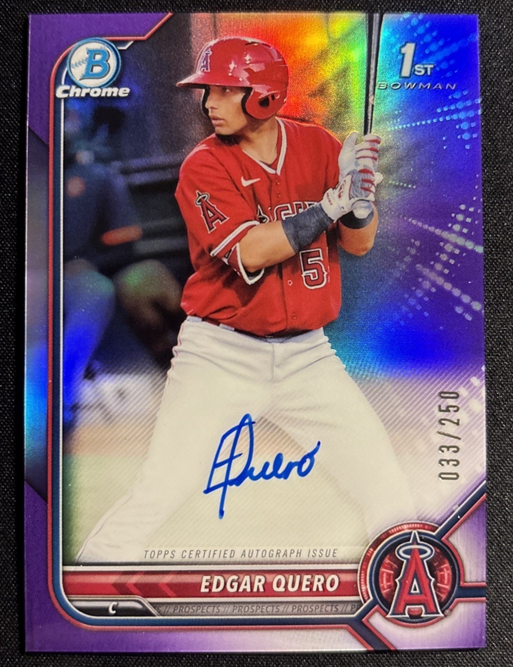 Edgar Quero 2022 Bowman Chrome 1st Purple Refractor Auto /250 White Sox Rookie