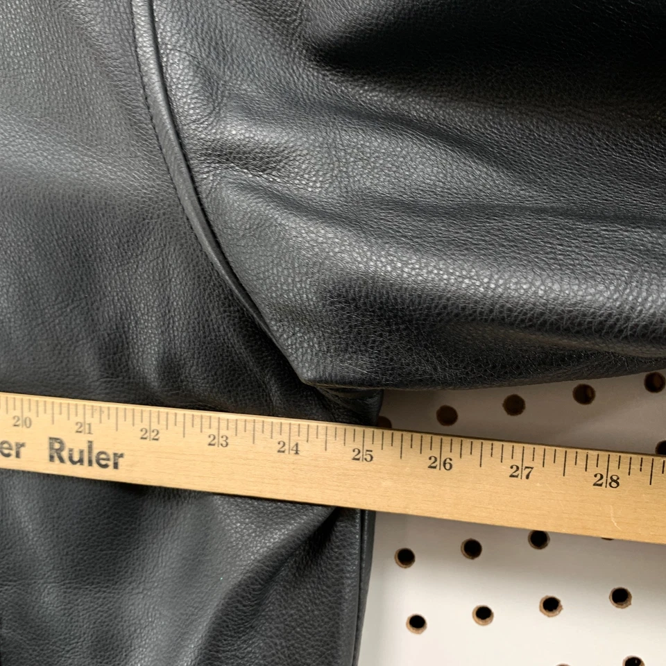 Croft & Barrow Black Leather Bomber Jacket Mens LT Large Tall Zip - Image 4 of 4