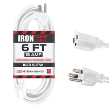 Best Iron Forge Cable Weatherproof 6 Ft Outdoor Extension Cord - 16/3 SJTW Heavy