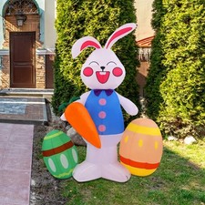 Addobbi Pasquali Per Prato Decorazioni Pasquali Per Giardino - 9 Coniglietti Con Paletti, Uova Colorate, In Plastica Resistente, Altezza 30 Cm Uova Di Legno Per Pasqua