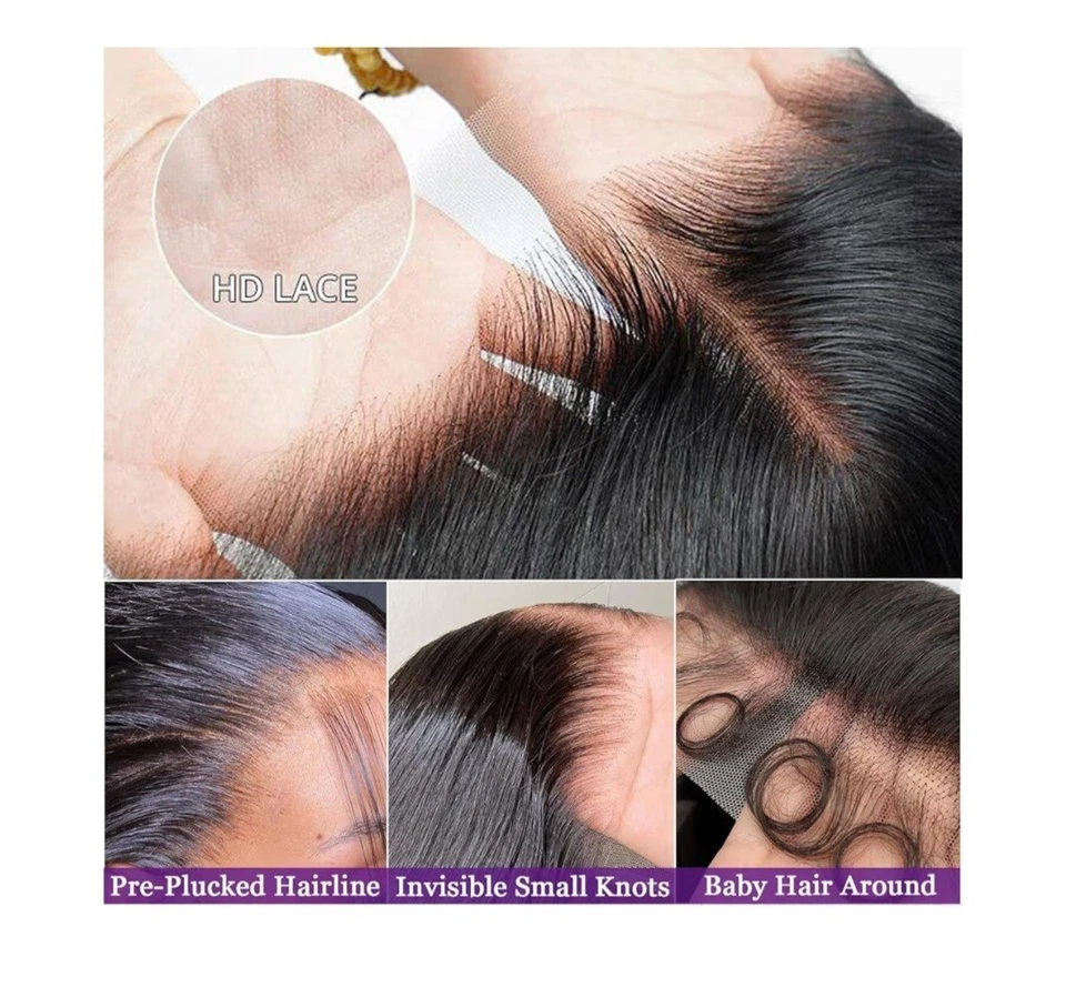 Pelucas delanteras de encaje de 30 pulgadas 13x6 cabello humano 200 densidad rectas HD pelucas delanteras de encaje Foto 3 de 4
