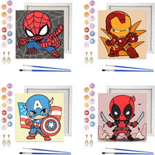 4 Pack Paint by Numbers Kit for Kids with Frame- Cartoon Painting Kits for Kids
