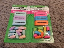 Ticonderoga Neon  Pastel Erasers Erasers SEALED NEW 15ct Each, 30 Total