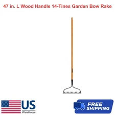 47 in. L Wood Handle 14-Tines Garden Bow Rake 1 Pack