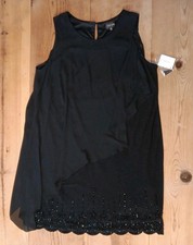 Xscape Cocktail Dress Women Plus 22W Black Sleeveless Chiffon Beaded Party NWT