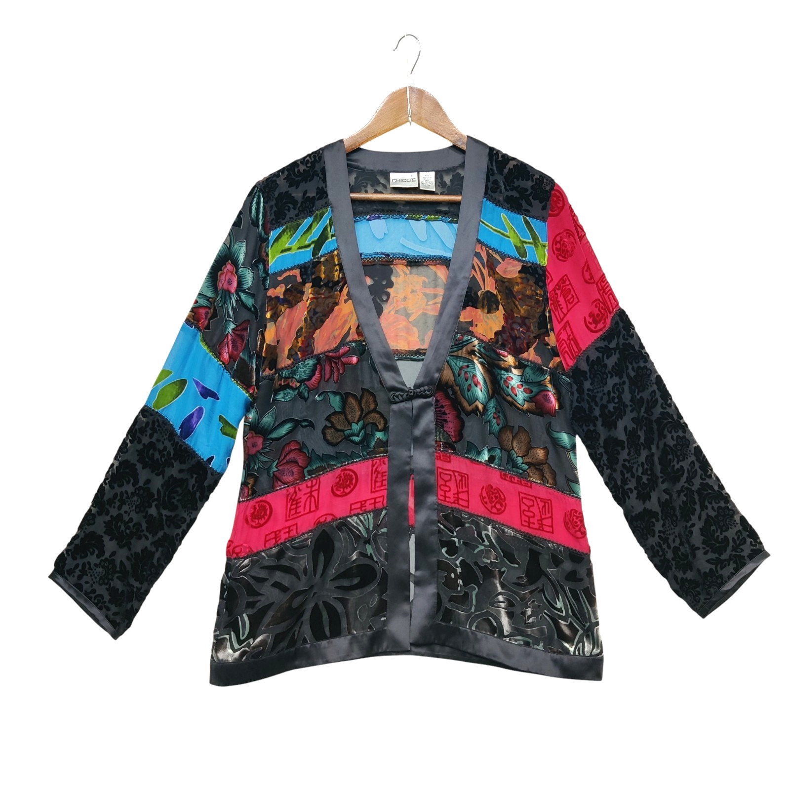 Chico's Patchwork Velvet Burnout Whimsigoth Silk … - image 1