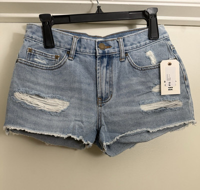 Billabong Women's Light Wash Blue Distressed Denim Cut Off Shorts Size 26