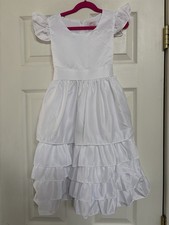 Girls White Layered Bridesmaid Flower girl Dress Big Bow Sz 8, NWOT