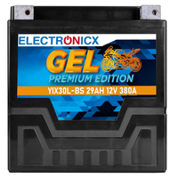 Electronicx YIX30L-BS GEL Motorradbatterie 12V 29Ah 380A/EN - Wartungsfrei, Ausl