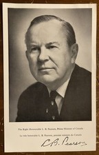 Lester B. Pearson Signed Autograph 5x8 B&W Glossy Photograph Canadian PM