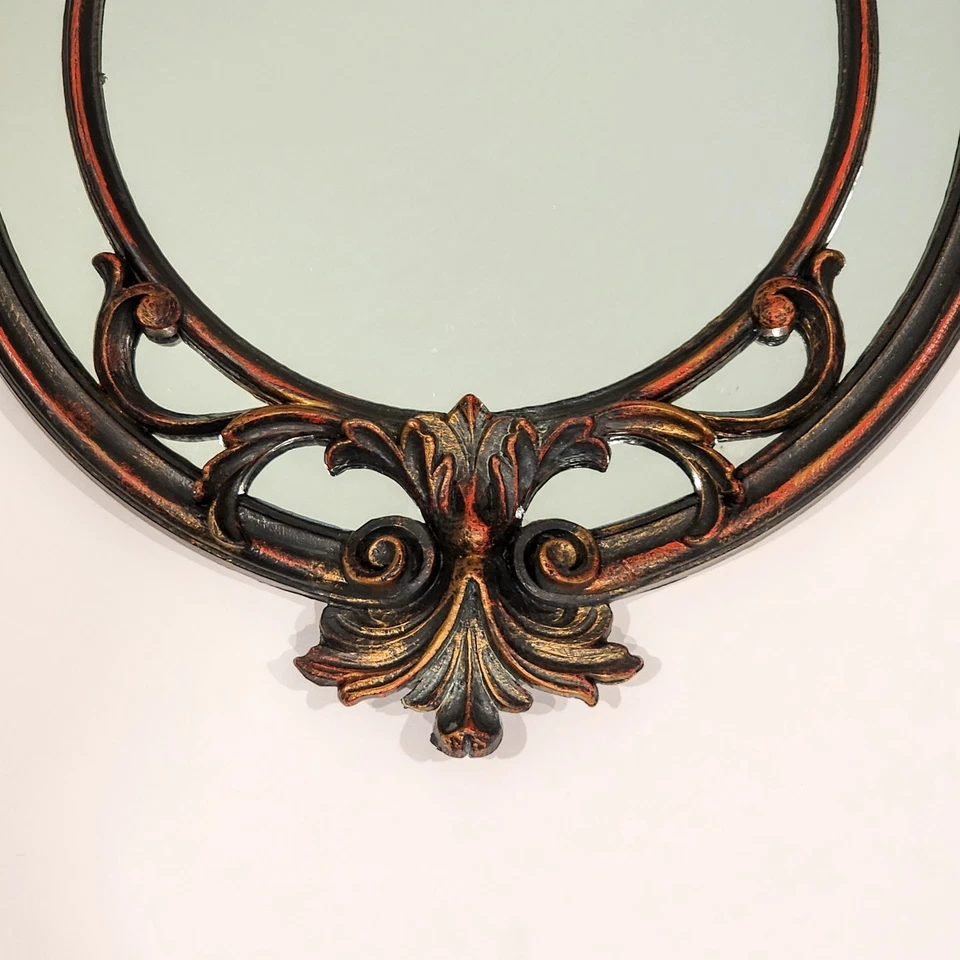 Vintage Italian EuroMarchi Hand Painted Ornate Framed Accent Mirror 22"H x 13"W - Image 4 of 4