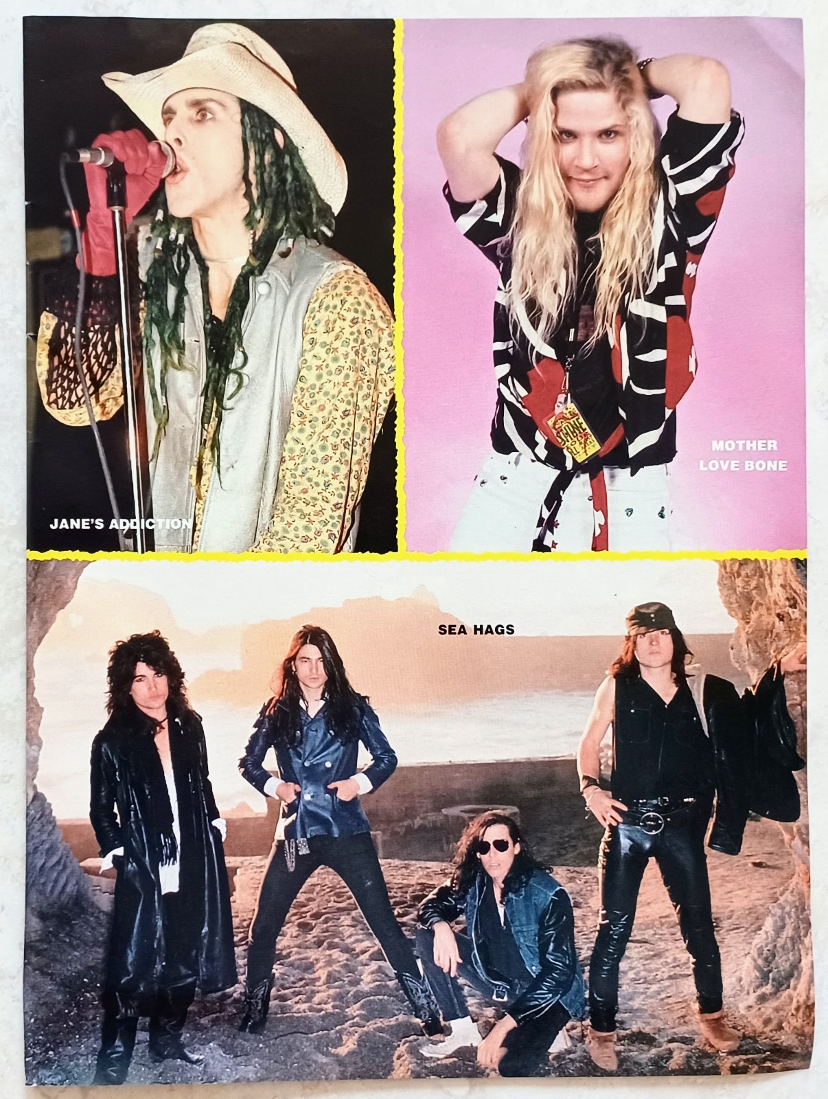 JANES ADDICTION~SEA HAGS~MOTHER LOVE BONE~1989 POSTER FULL PAGE PINUP CLIPPING
