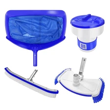 4 in 1 Swimming Pool Cleaning Kit, Pool Brush, Pool Vacuum Head, Skimmer Leaf...