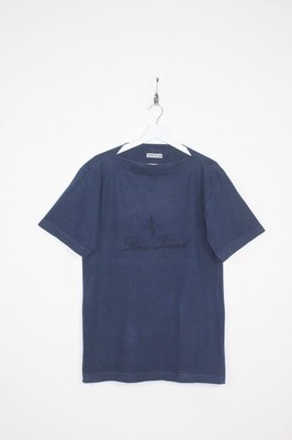 STONE ISLAND 80'S VINTAGE SS 1987 EMBROIDERED SCRIPT LOGO T-SHIRT, SIZE: MEDIUM