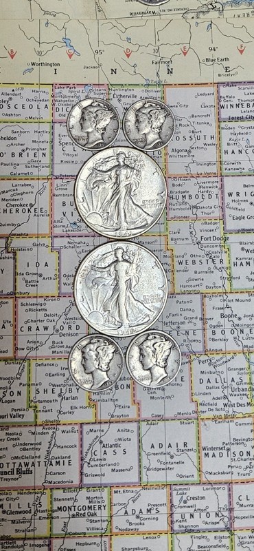 Vintage US Coin Estate Auction[ 6 Coin Lot]  1 oz PURE SILVER! 90% US Coinage