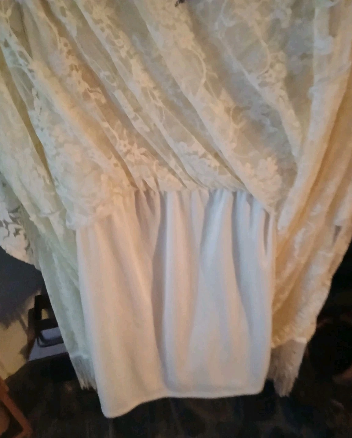 OFF WHITE Abito Love Reign foderato con scialle bianco sporco basso alto XL