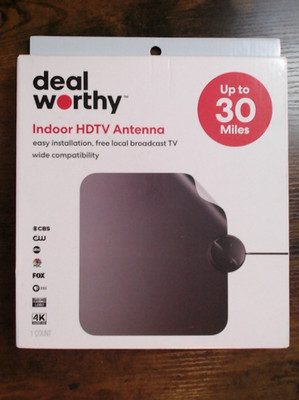 Indoor HDTV Antenna - Up To 30 Miles Range - Deal Worthy -  Black - NEW!