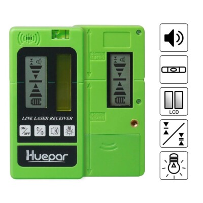 Huepar LR-5RG Laser Level Receiver Detector With Pulsing Line Two-Sided Back