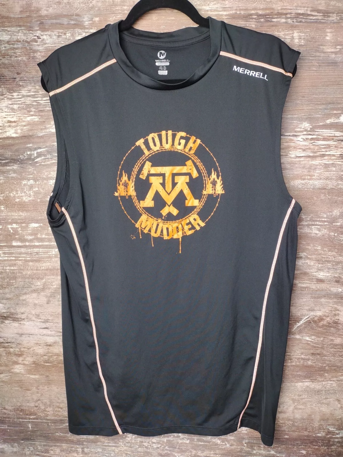 merrell tough mudder muscle crew neck running lift tank-top