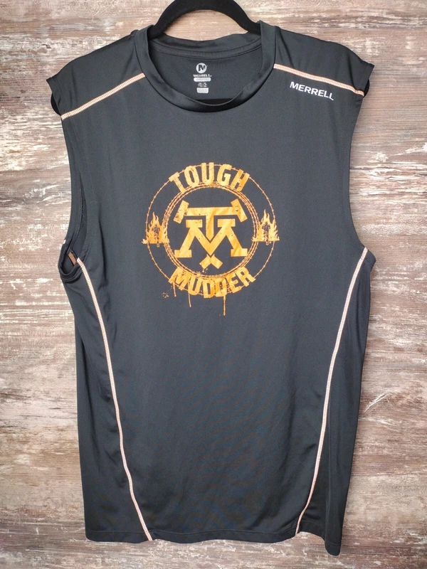 merrell tough mudder muscle crew neck running lift tank-top