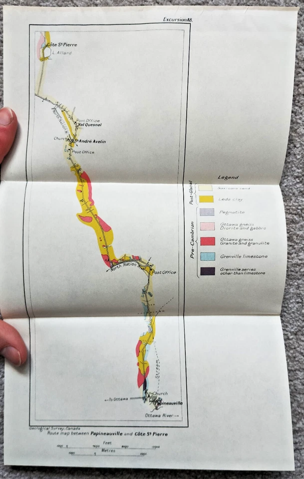 1913 Geological Map of Route between Papineauville & Cote St Pierre - Canada - Image 1 of 1