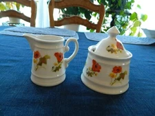 Winterling Schwarzenbach Poppies Cream & Sugar Bowl            6-3