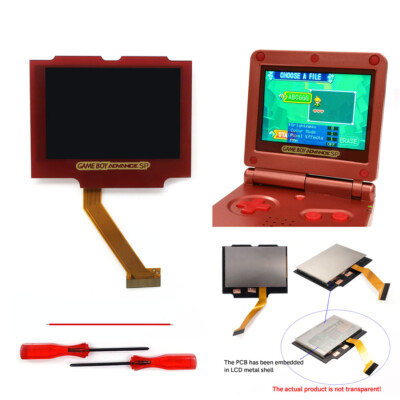 Red lens GBA SP 3'' IPS Backlight V5 LCD Pre Laminated Screen Kits+Gameboy Shell