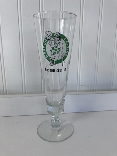 Vintage Boston Celtics Clear Glass Stemmed Pilsner Glass - 1980's