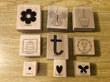 Stampin' Up Set of 9 Wooden Rubber Stamps "Cause for Celebration" Cake