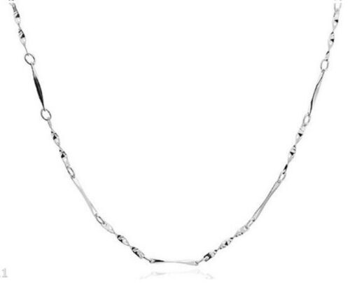 16 inches Stamped Silver Plated Twisted Bar Chain Necklace 41cms N51 UK - Zdjęcie 1 z 4
