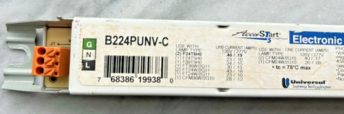 UNIVERSAL B224PUNV-C, T5, 1 OR 2 lamp ballast, 120-277v, Used Guaranteed - 第 1/3 張圖片