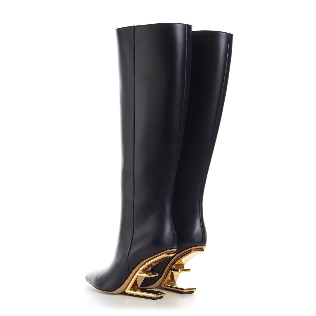 FENDI FIRST 2650$ Black Leather High-Heeled Boots - O'lock FENDI FIRST 2650$ Black Leather High-Heeled Boots - O'lock