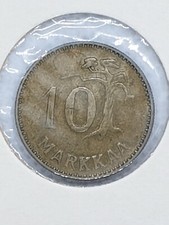 1956 Finland 10 Markkaa  Aluminium Bronze Coin - KM# 38 - Fine - # 24294