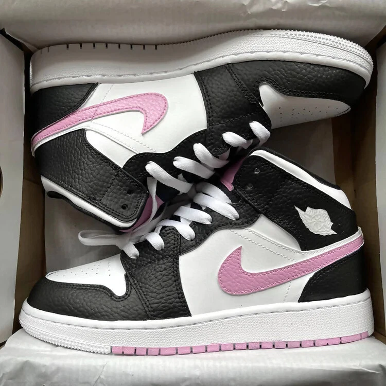 Styring Jeg klager Tordenvejr Nike Air Jordan 1 Mid White Light Pink Black AJ1 Custom Shoes All Sizes  NWT! | eBay